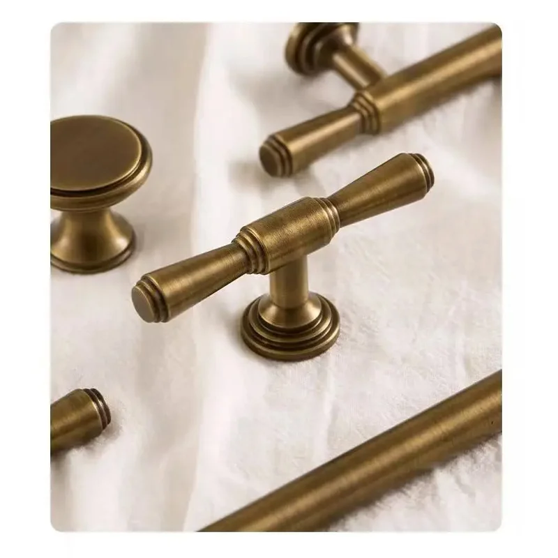 Brass, pure copper, antique bronze color, vintage American-style cabinet door handle, wardrobe, cabinet, drawer, cupboard, Frenc