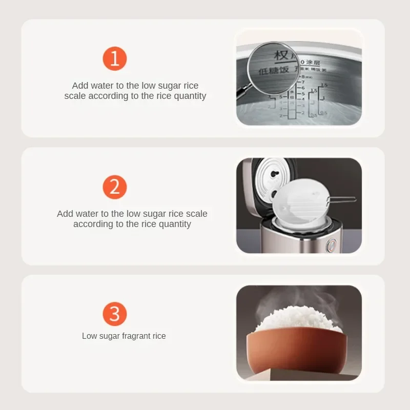 Rice Cooker Household 0 Coating Rice Cooker 4-6 People Multi-Functional Stainless Steel Liner Low Sugar Rice Cookers