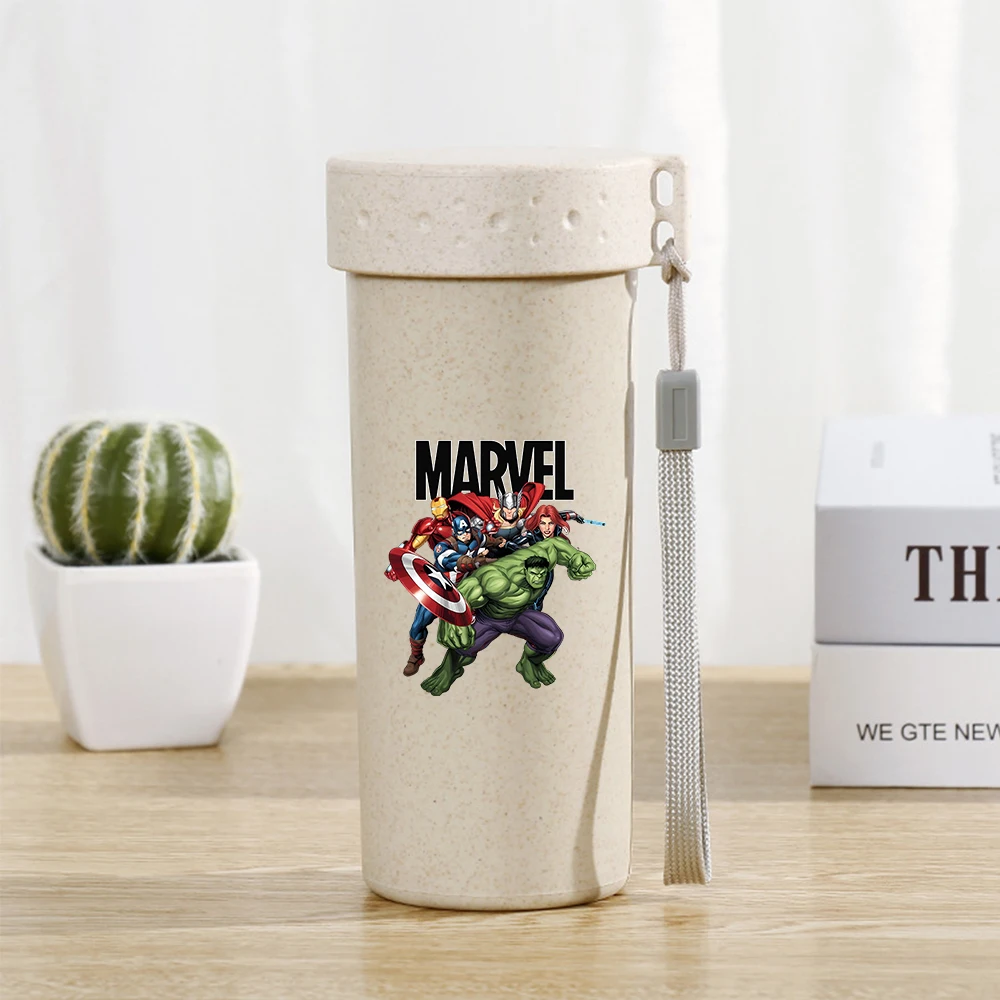 Портативная бутылка для воды Marvels Avengers, 350 мл, чашки для воды с героями мультфильмов для мальчиков и девочек, аниме, уличные герметичные спортивные чашки для воды, чашки для питья