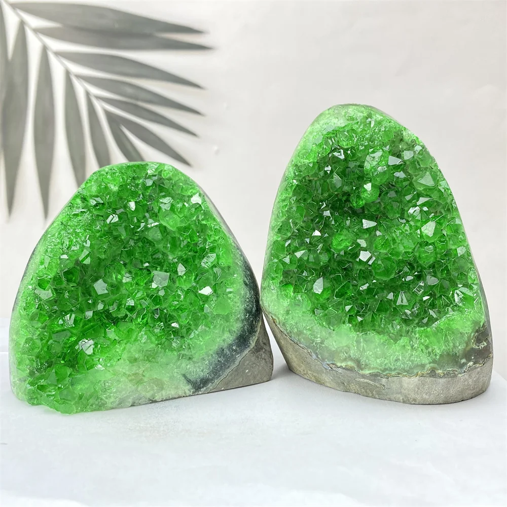 

Natural Rare Brazilian Green Crystal and Amethyst Geode Minerals Raw Stone Crystal Cluster Aura Healing Wealth Home Decor