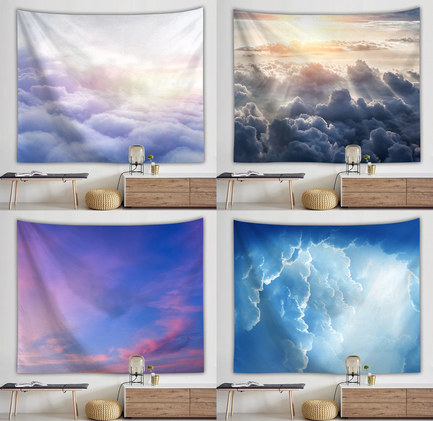 Beautiful and colorful cloud sky wall hanging tapestry beach towel thin polyester pad sunlight decoration living room