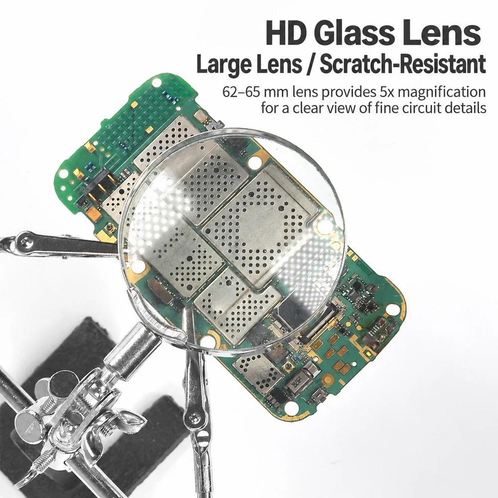 Helping Third Hand Tool Soldering Stand with 5X Welding Magnifying Glass 2 Alligator Clips 360 Degree Rotating Adju Repair Tools