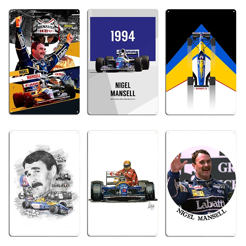 Nigel Mansell-Póster de placa de Metal, pintura de cine, placas de Pub, cartel de estaño de cocina de diseñador