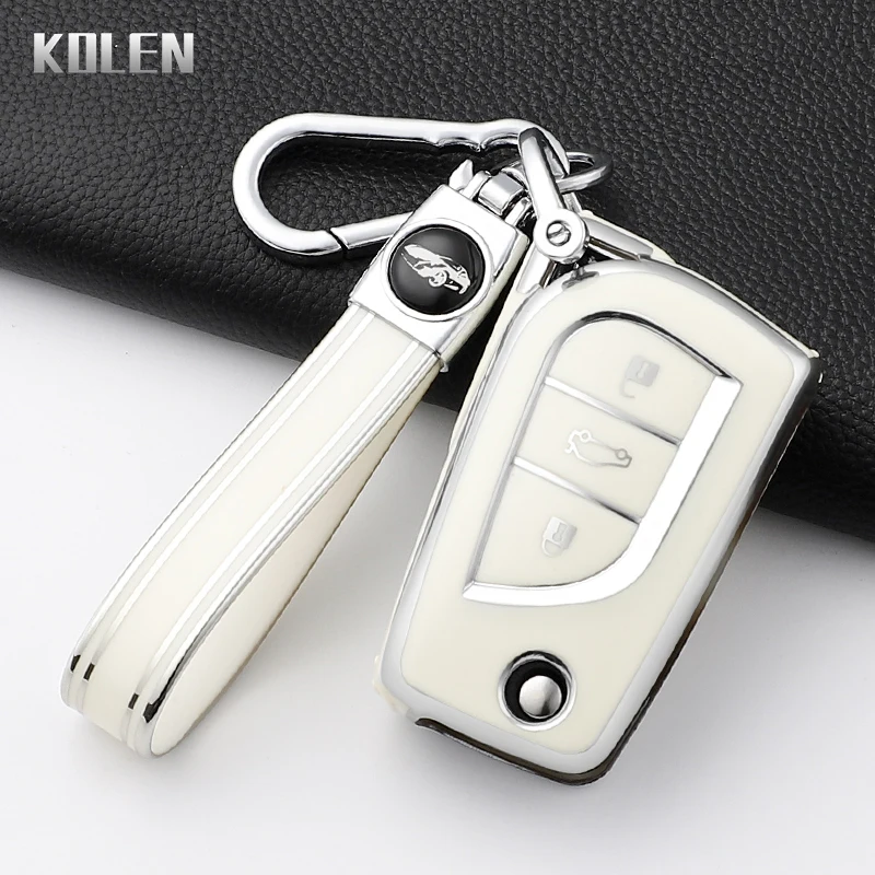 موضة حافظة مفاتيح السيارة من البولي يوريثان غطاء لتويوتا Aygo يارس هايلاندر كامري RAV4 كورولا لاند كروزر برادو المحمية المفاتيح فوب حقيبة #6