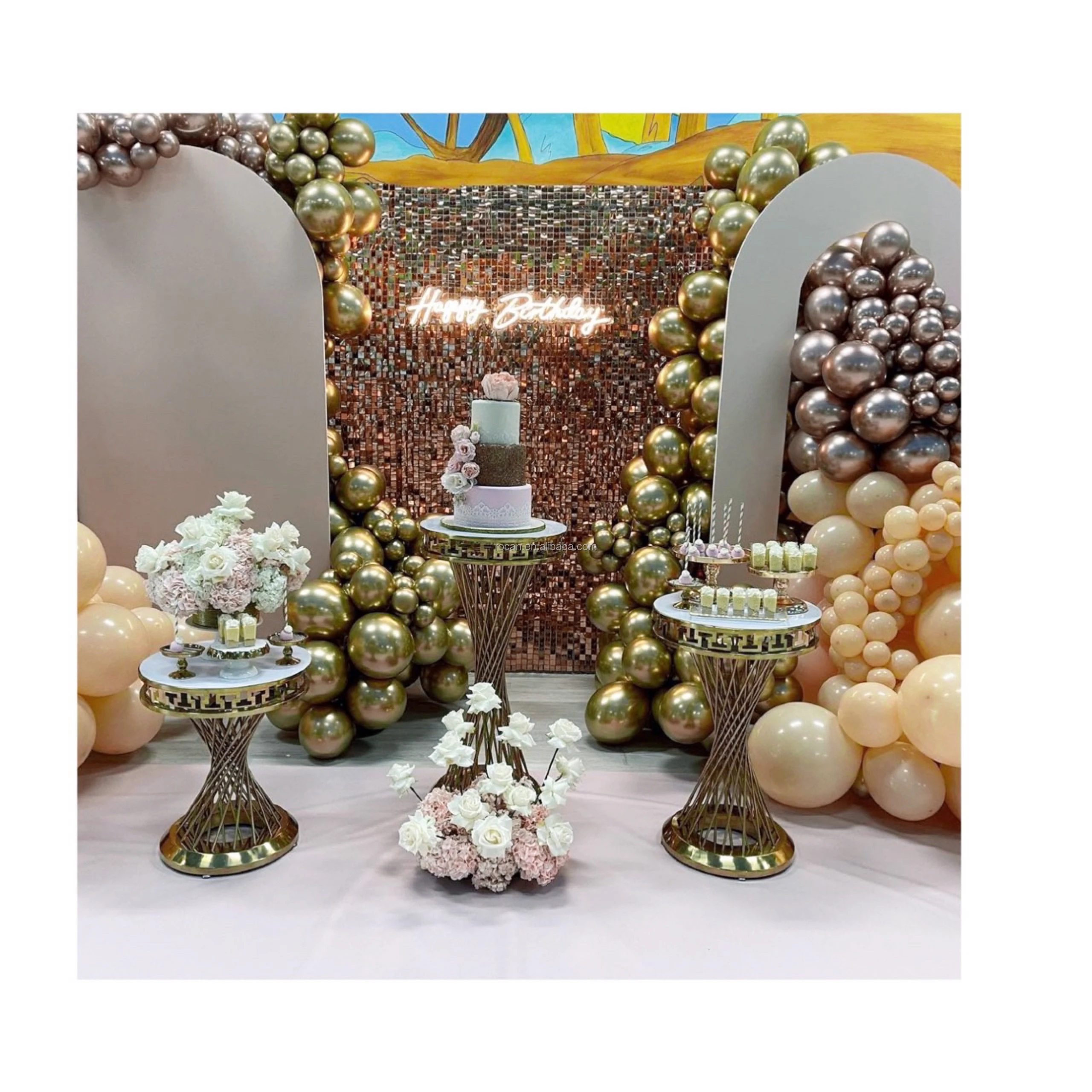 Pedestal Round Pillar Cylinder Party Supplies Wedding Decoration Display Stand Cake Flower Desert Table Cylinder Gold Plinth