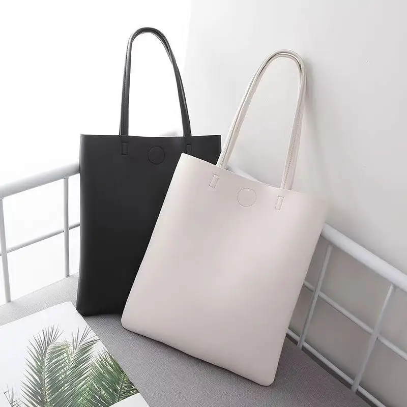 versatile classic pu simple shoulder bag pure colour casual tote France Paris style high-capacity women lady girls use