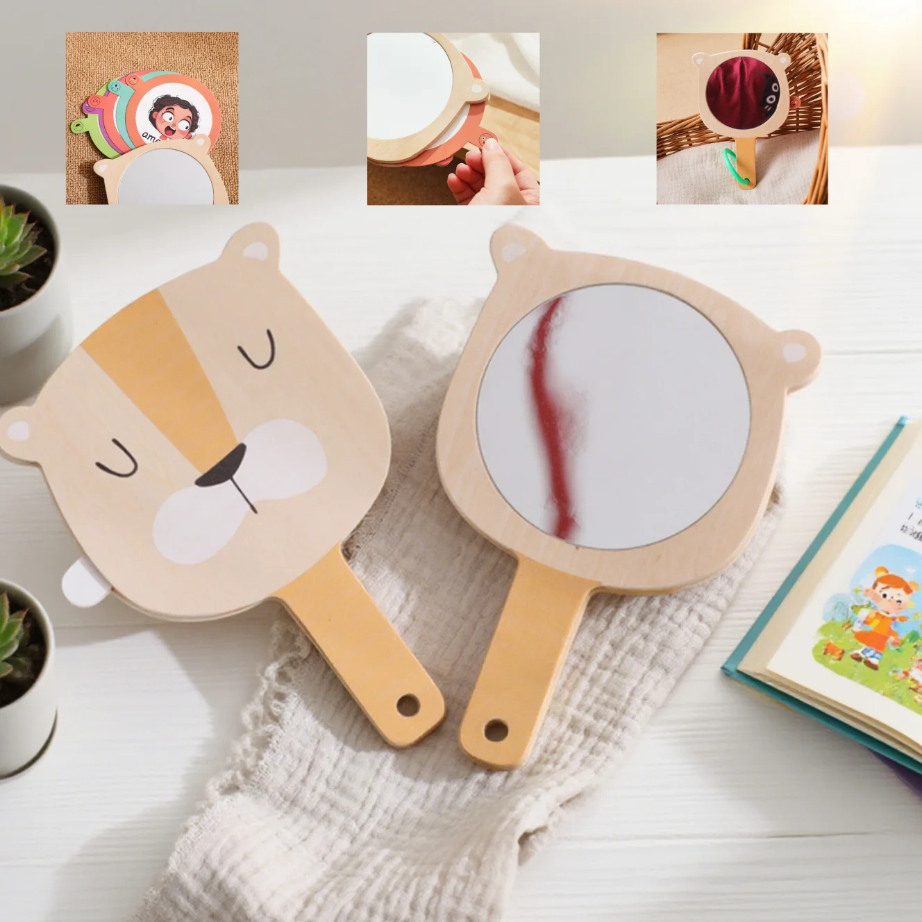 Specchio Montessori per bambini Scheda occupata per lo sviluppo visivo del bambino e carta cognitiva per espressione da 6 pezzi Regalo educativo per il tempo della pancia del neonato