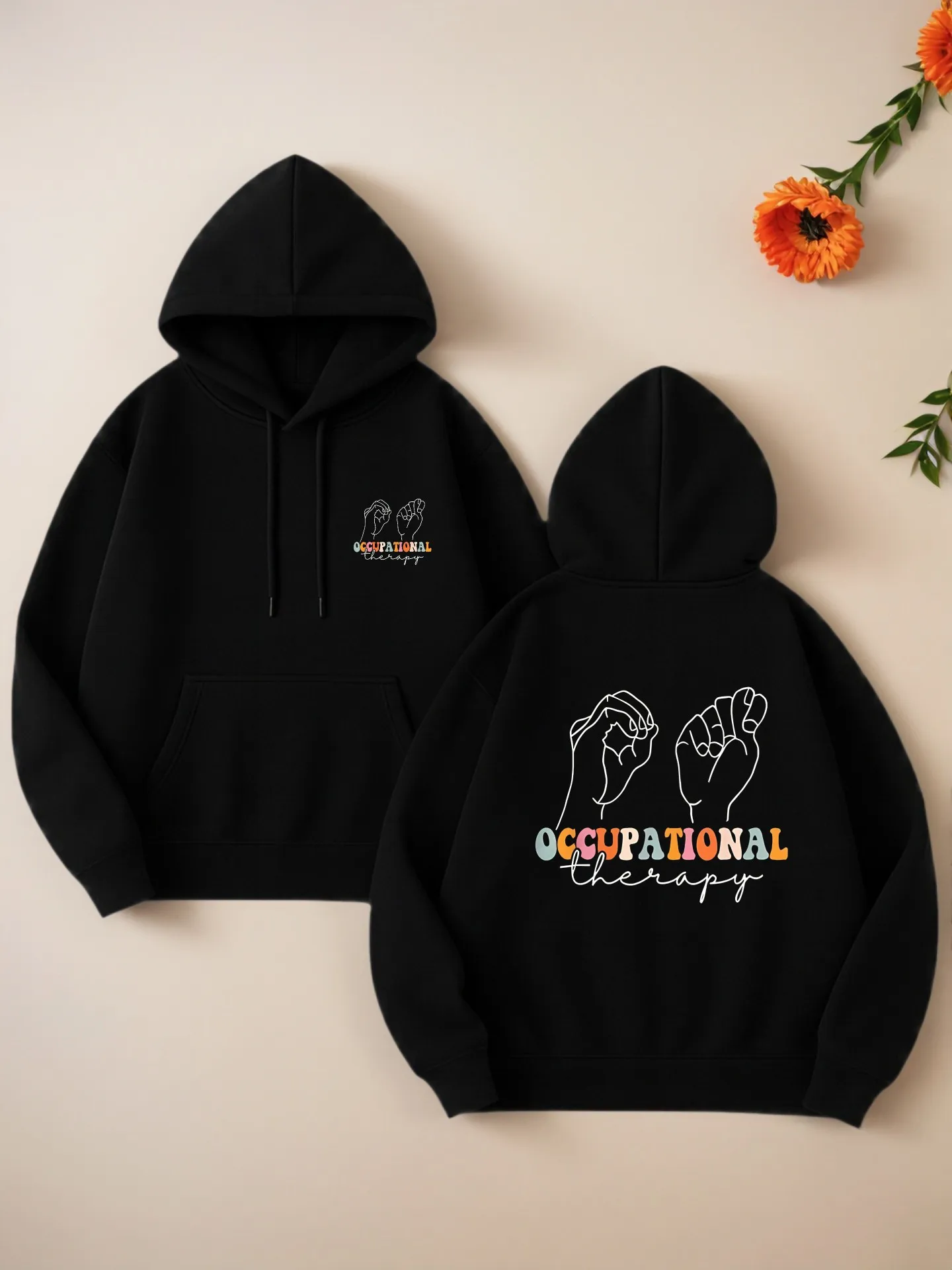 

Graphic Hoodie Women, Aesthetic Design, Cotton Blend, Casual Everyday Wear, For Teens
