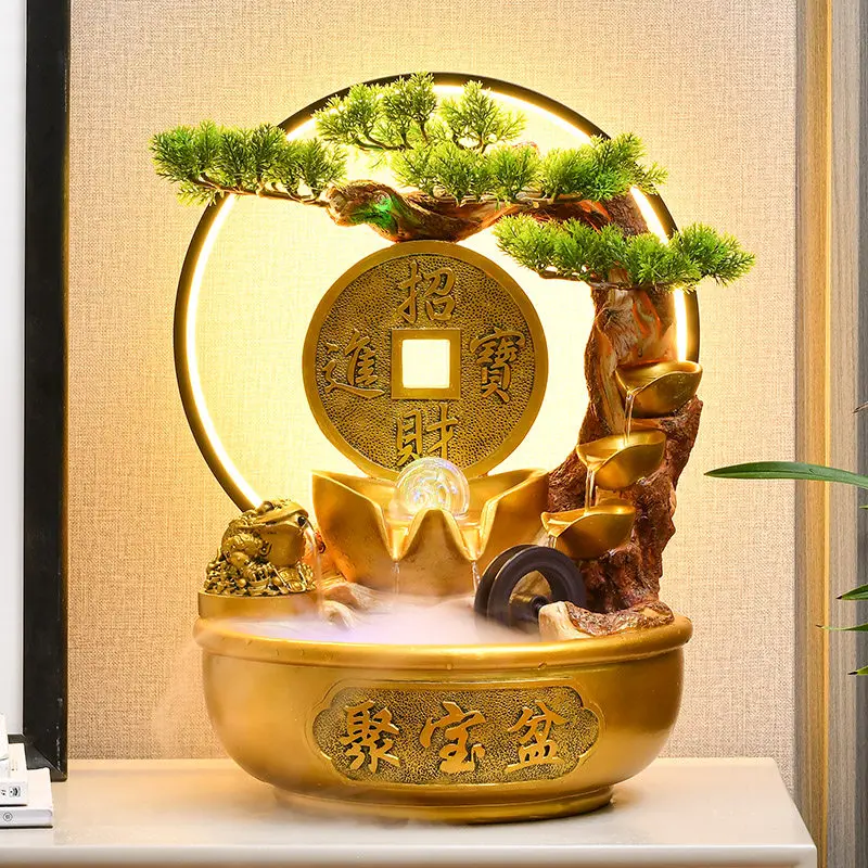 

Flowing Water Fountain Crafts Wealth Attracting Feng Shui Decor Home Office Desk Figurines Zen Waterfall Landscape Ornament