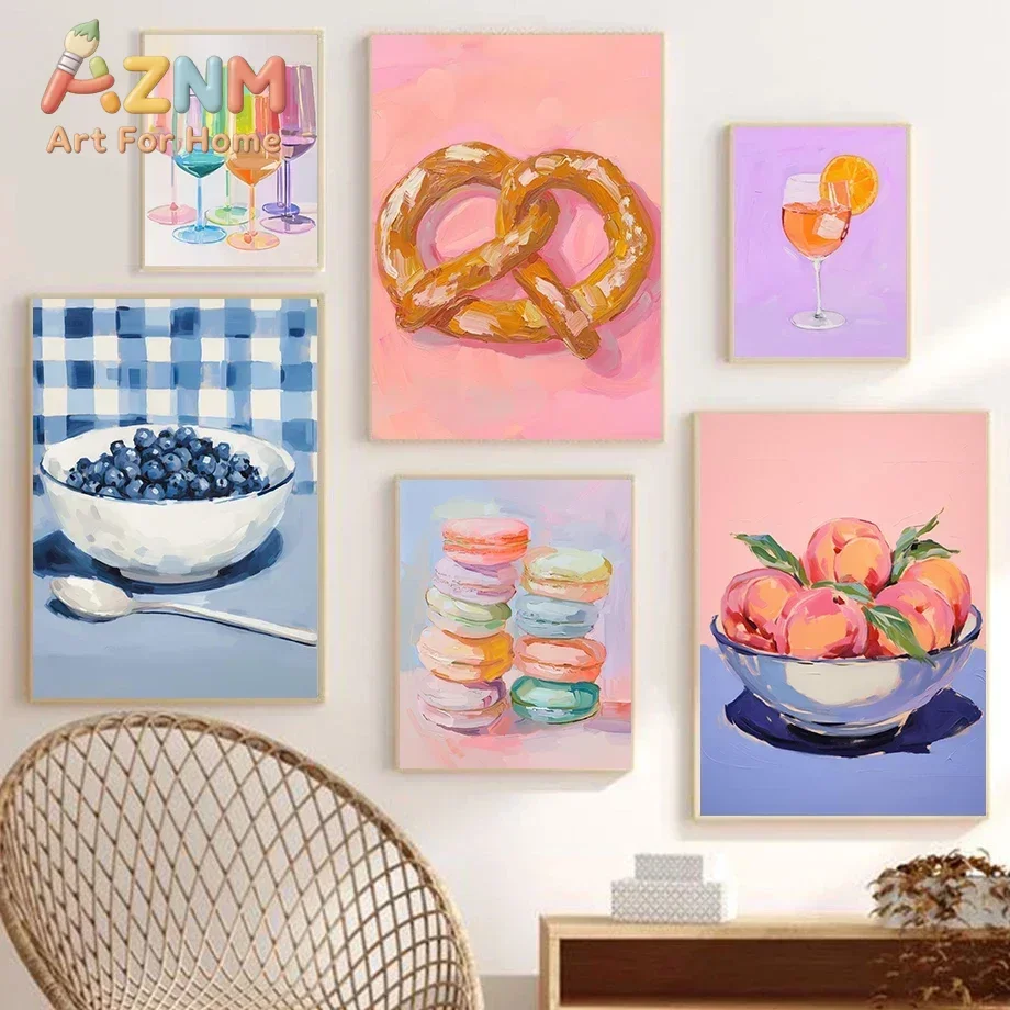 1pc frameless Canvas Painting Canvas Painting Colorful Summer Popsicle Poster Still Life Dining Room Food Print Wall Art Picture