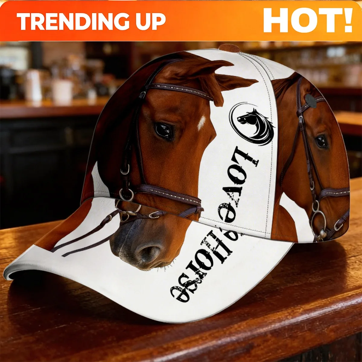 Customization Vintage Realistic Horse Design Baseball Cap, Lightweight And Breathable With Curved Brim, Suitable For Hiking, Cam