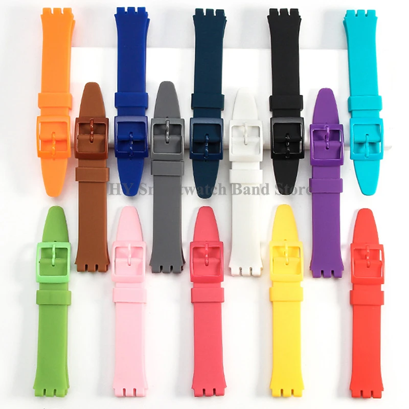 16mm 17mm 19mm 20mm Silicone Watch Band for Swatch Colorful Rubber Bracelet Replacement Wrist Strap Men Women Watch Accessories