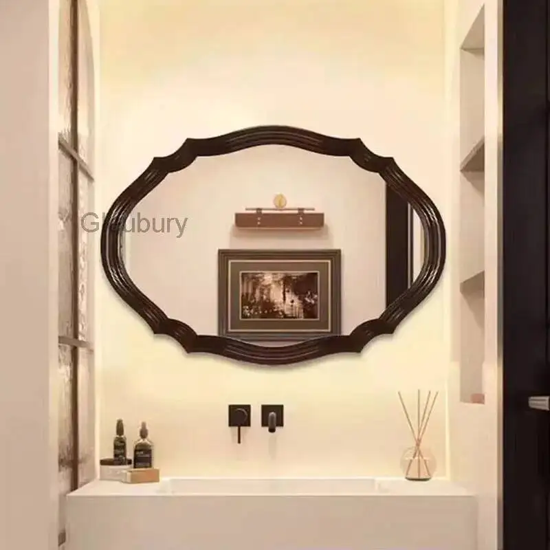 Oval Mirror Funky Irregular Luxury Wall Hanging Bathroom Bedroom Girls Men Aesthetic Mirror Vanity Espelhos Home Decorations