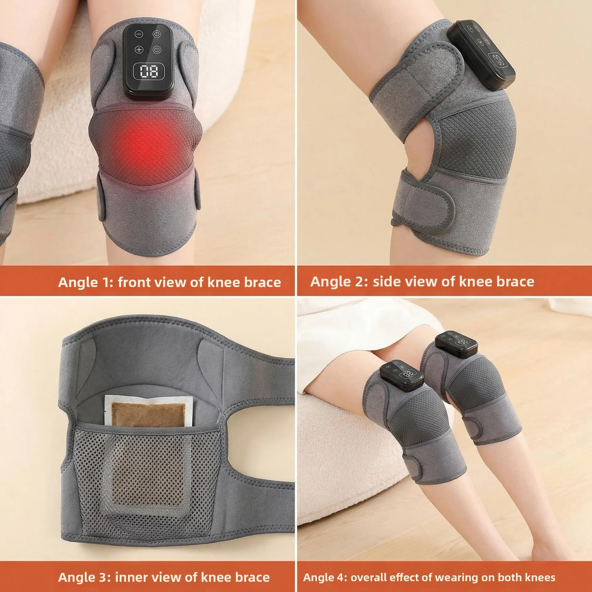 Rechargeable Graphene Heating Knee Pad, Far Infrared 5 Heat Levels 45-65C Auto Timer, Knee Elbow Warmer for Men Women Seniors