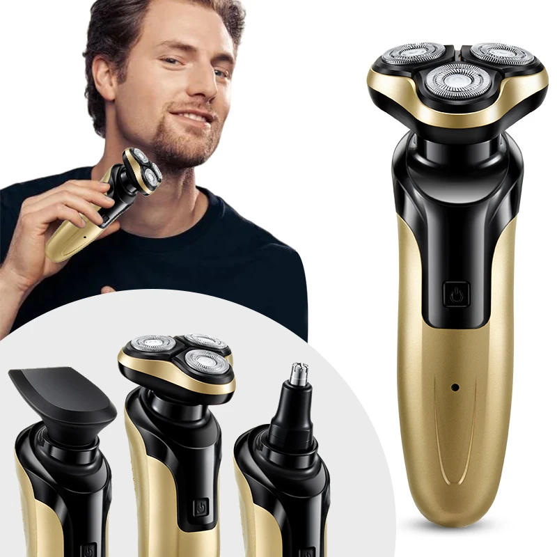 

3-in-1 USB men's electric shaver, floating blade, with sideburns and nose hair trimmer