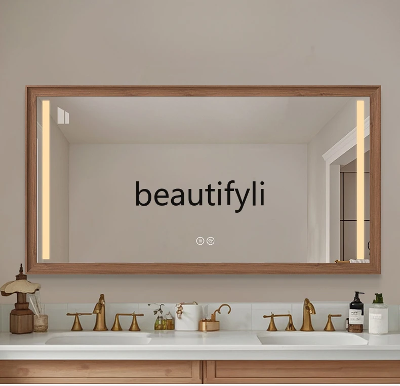 LED bathroom mirror European smart bathroom with light washbasin mirror wall-mounted washbasin retro American style