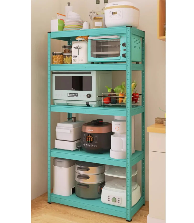 

Carbon steel thickened kitchen shelving Floor-to-ceiling multilayer microwave oven shelving for storage and pot racks