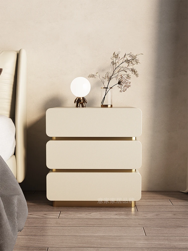 

Light luxury high-end bedside table household bedroom bedside table modern simple solid wood storage small French storage
