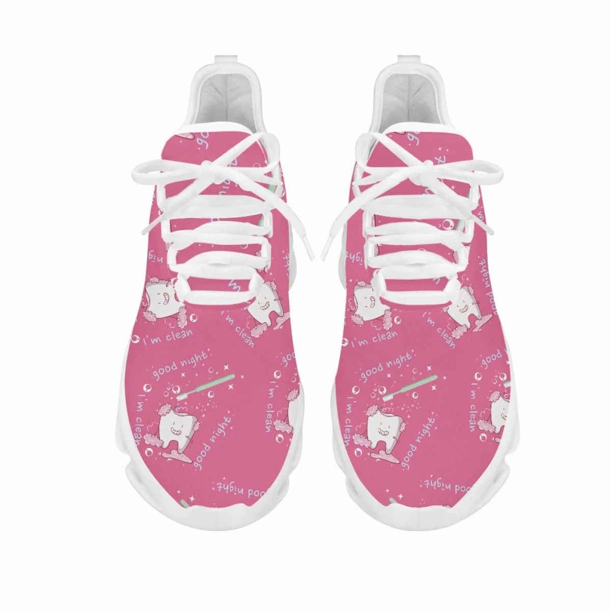 Yikeluo New Style Teeth Pattern Printed Women Mesh Swing Sneakers Soft Sport Shoes Fashion Ladies Running Dental Shoes 2022