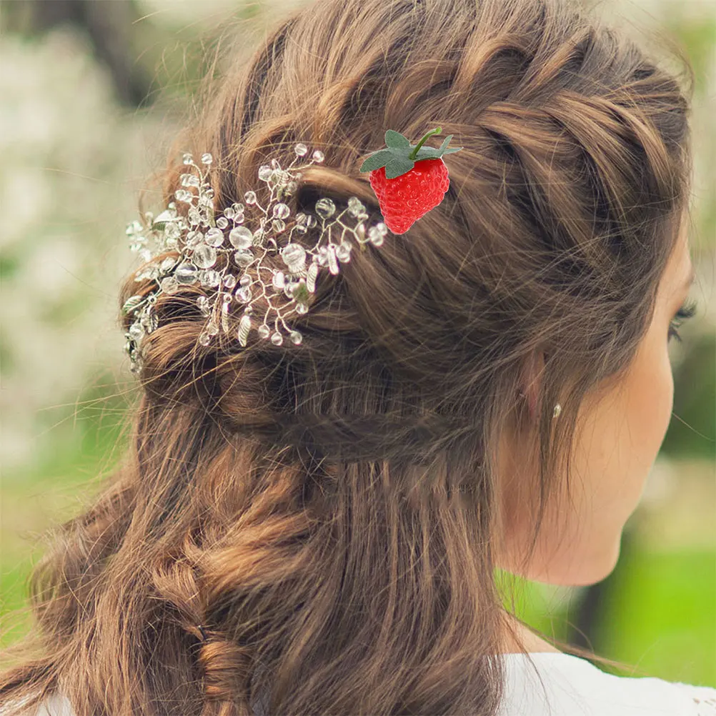 

10 Pcs Strawberry Barrettes Fashion Hairpin Headgear Clips Cute Iron Fruit Cartoon Hairpins Accessories for