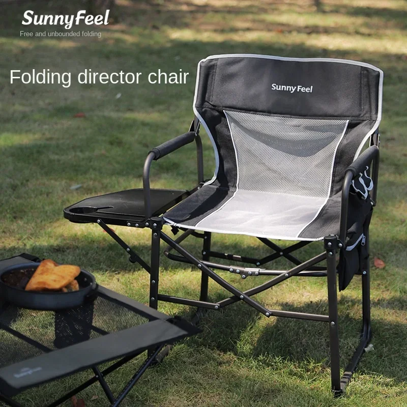 

Outdoor Folding Chair Mountain Camping Director Chair Potluck CampingChair Mesh Cloth Back Table Plate Chair