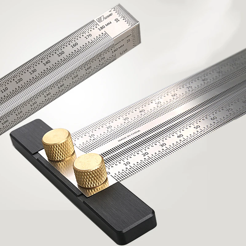 1pc High Precision Scale Ruler 200/300mm Stainless Woodworking Scribing Mark Line Gauge Carpenter Measuring Tool