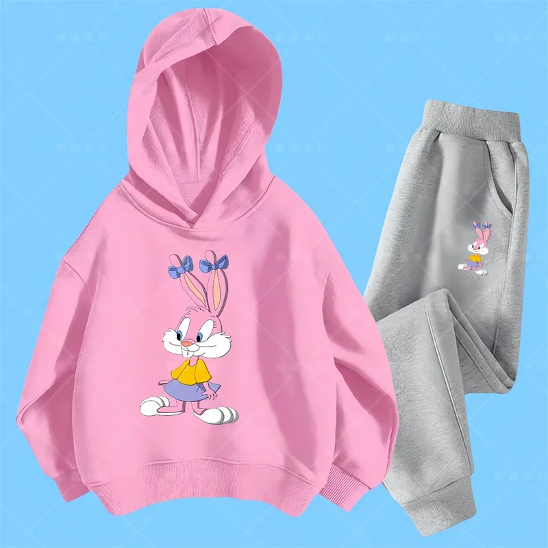 2024 autumn Bugs Bunny Sweatshirt Boy Sweatshirt girls Bugs Bunny Sweatshirt Hoodies Pant 2Pcs Kids Tracksuits Children Clothing