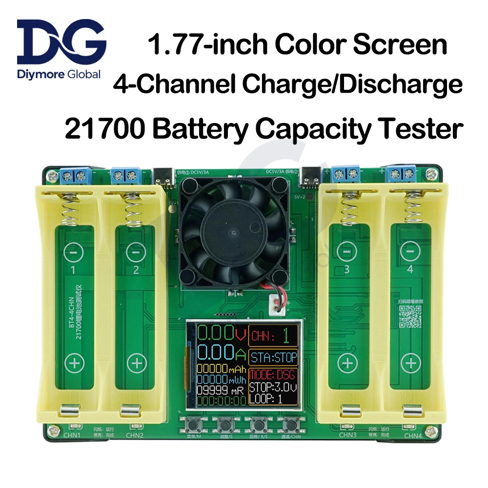 BT4-21700 Battery Capacity Tester 4/1 Channel Charge/Discharge Integrated Battery Tester 1.77-inch Color Screen Detection Module