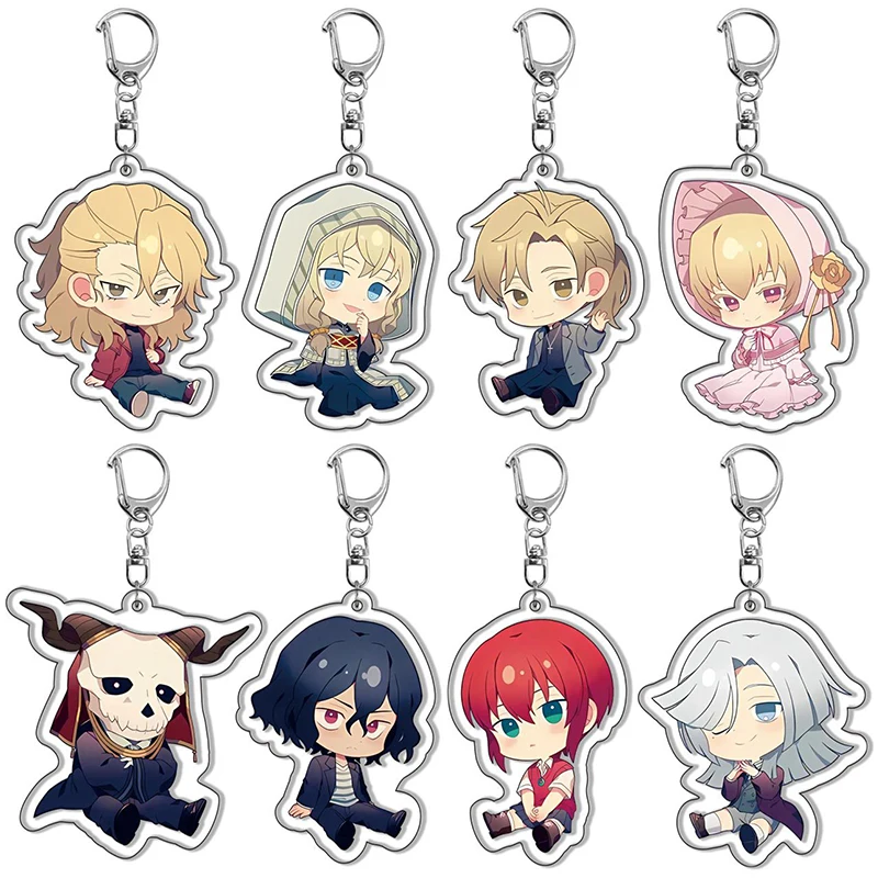 Anime Ancient Magus Bride Keychain Cute Figure Chise Hatori Elias Ainsworth Silver Lady Pendant Key Chain Bag Accessories Gift