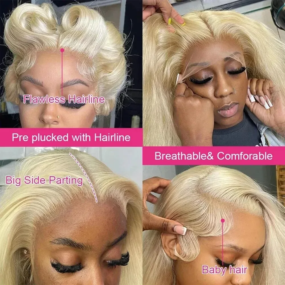 30 40 بوصة 13x6 الدانتيل الباروكة الأمامية 613 شقراء الجسم موجة 13x4 الدانتيل شعر مستعار أمامي قبل قطعها البرازيلي خصلات الشعر المستعار الإنسان 200 الكثافة