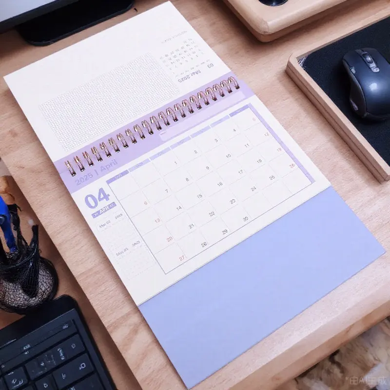 

English Desktop Calendar Thick Paper Minimalist Design Portable Office Desk Calendar Manual Date Change 2024 Standing Desktop