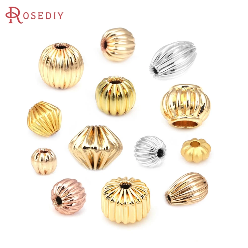 3MM 4MM 5MM 6MM 8MM 18K Gold Color Brass Round Pumpkin Spacer Beads Bracelets Beads Diy Jewelry Making Bracelets Accessories