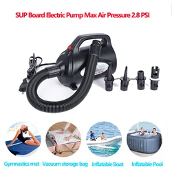 Electric Air Pump with 4 In1 Air Valve Adapter 2.8 PSI Inflatable Pump Dual Stage for Stand Up Paddle Board PVC Boat Mattress