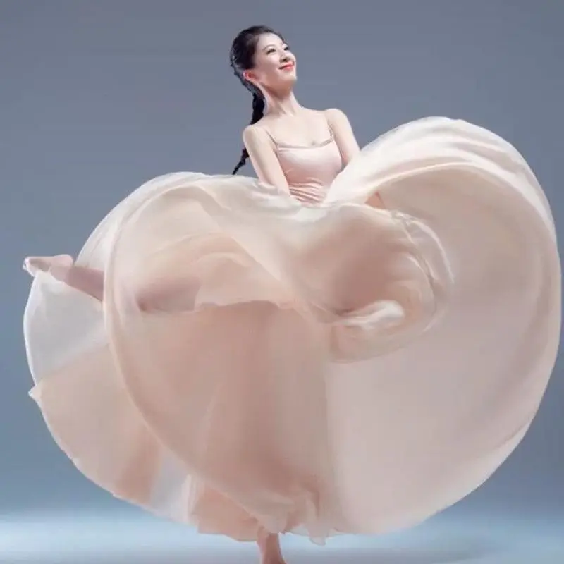 New Classical Dance Women  Flowing 1000 Degree Swing Skirt Practice Wear Modern Practice Skirt Fairy Skirt