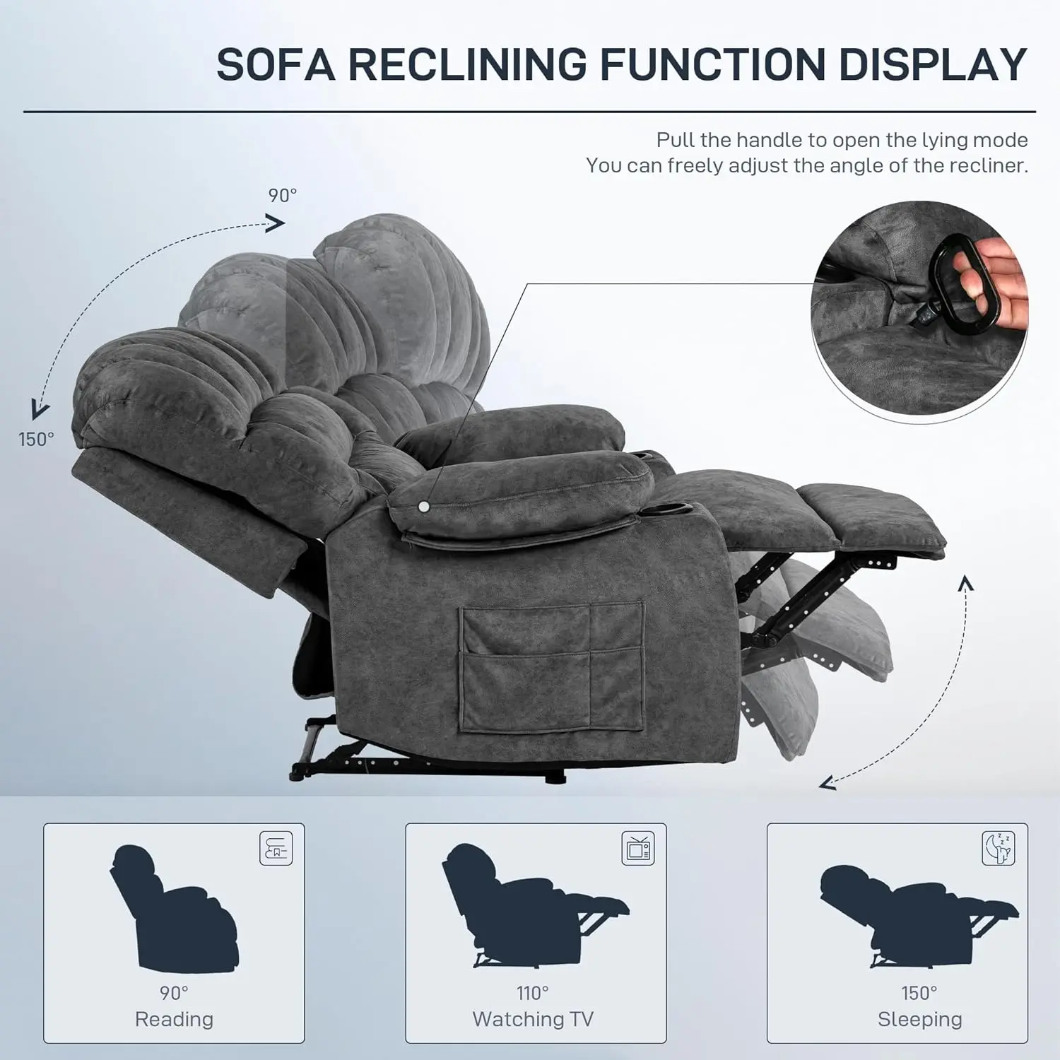 Recliner Chair Massage Heated Modern Ergonomic Lounge Single Sofa Seat Living Room Gravity Recliners Elastic Foam Fillingt image 5