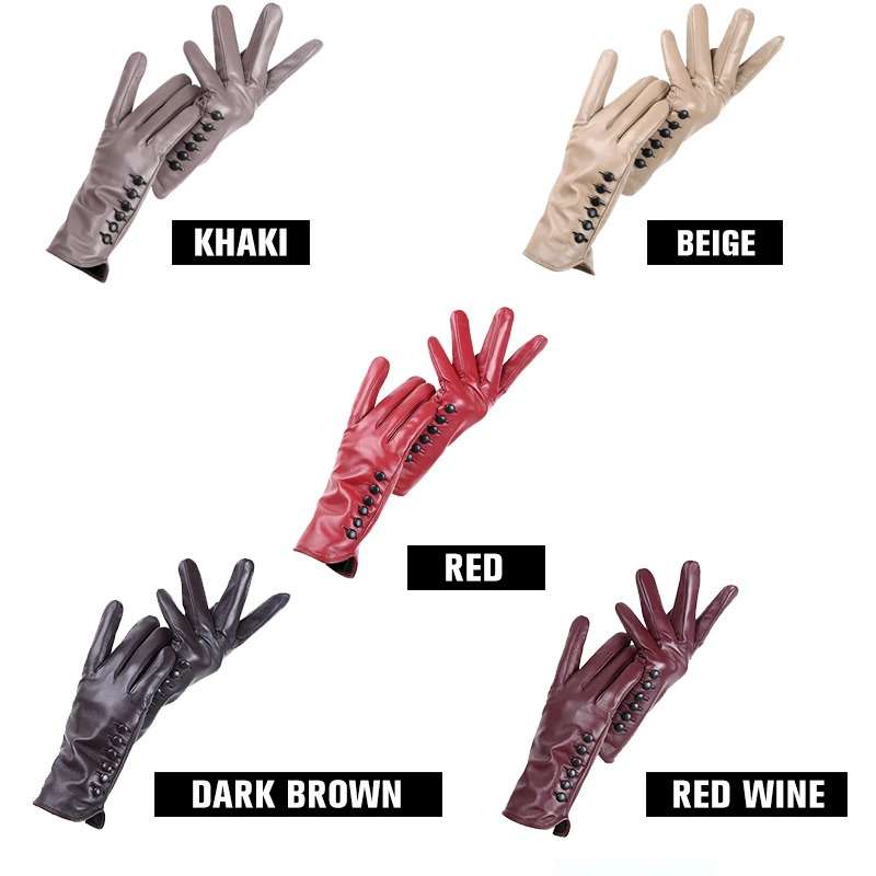 Gants de couleur haut de gamme pour femmes, gants en cuir véritable pour femmes, gants d\'hiver pour garder au chaud pour femmes, gants doux au