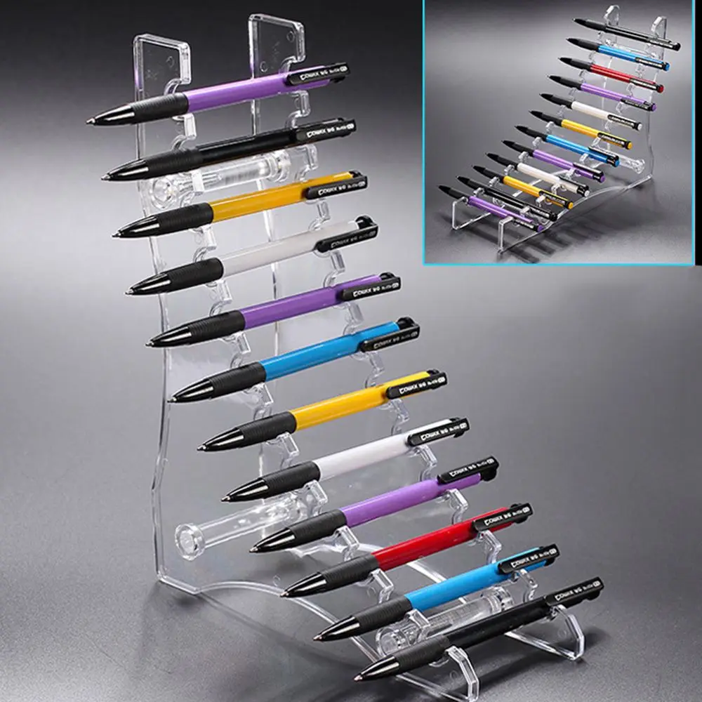 

Stationery 6/12-Slots Ballpoint Pen Organizer Storage Display Stand Acrylic Pen Holder Makeup Brush Rack Nail Brush Holder