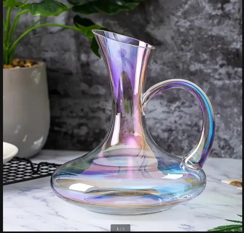 Colored Crystal Glass Pitcher Flagon Wine Decanter Dispenser Pouring Jug Bottle Hip Flasks Pot Barware