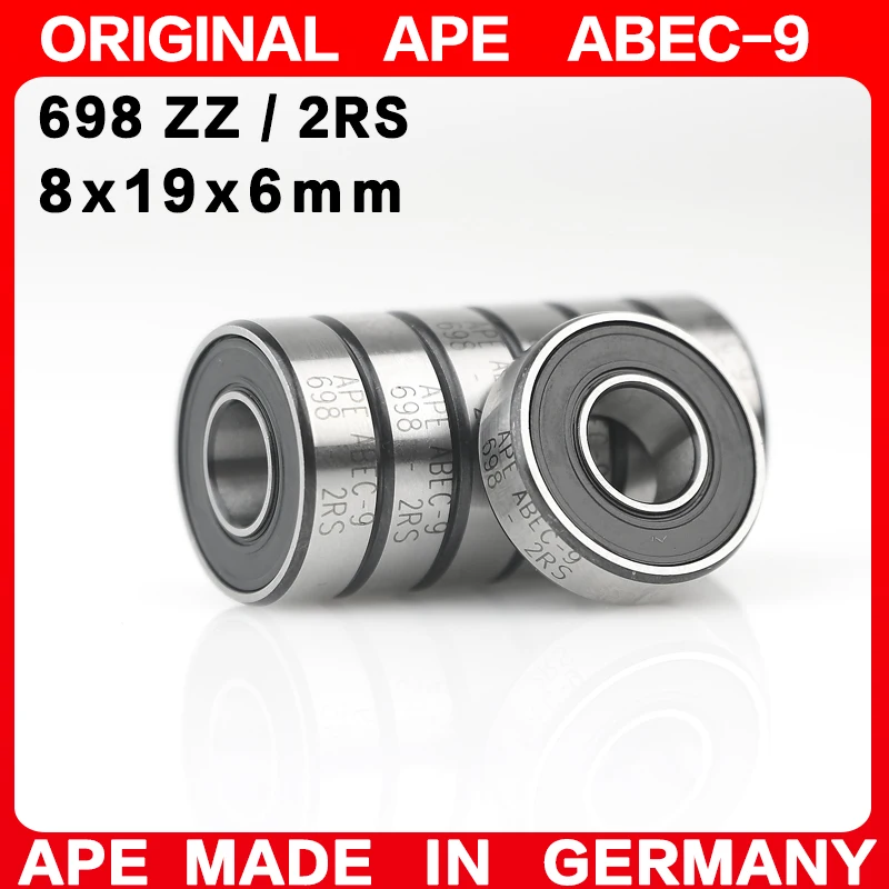 10-200PCS Germany ABEC-9 Bearing 698 ZZ 2RS 8x19x6 mm 698-2RS 698ZZ Z  RS LB LU - 2Z Miniature Precision Ball Bearings