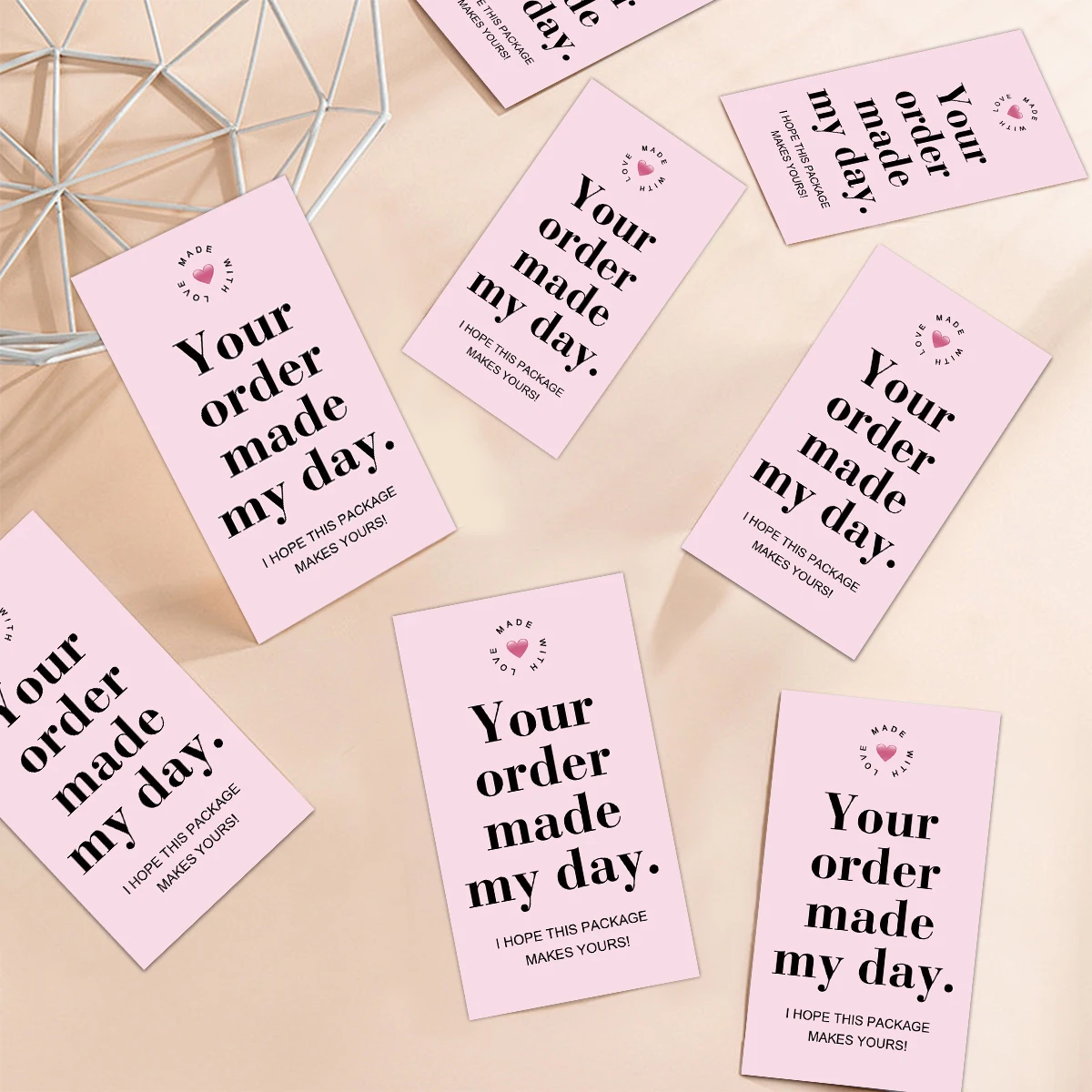 50 قطعة من بطاقات الشكر الوردية مع طلبك صنع رسالة يومي، بطاقة تقدير لحزمة الأعمال الصغيرة، ملاحظة شكر للبيع بالتجزئة