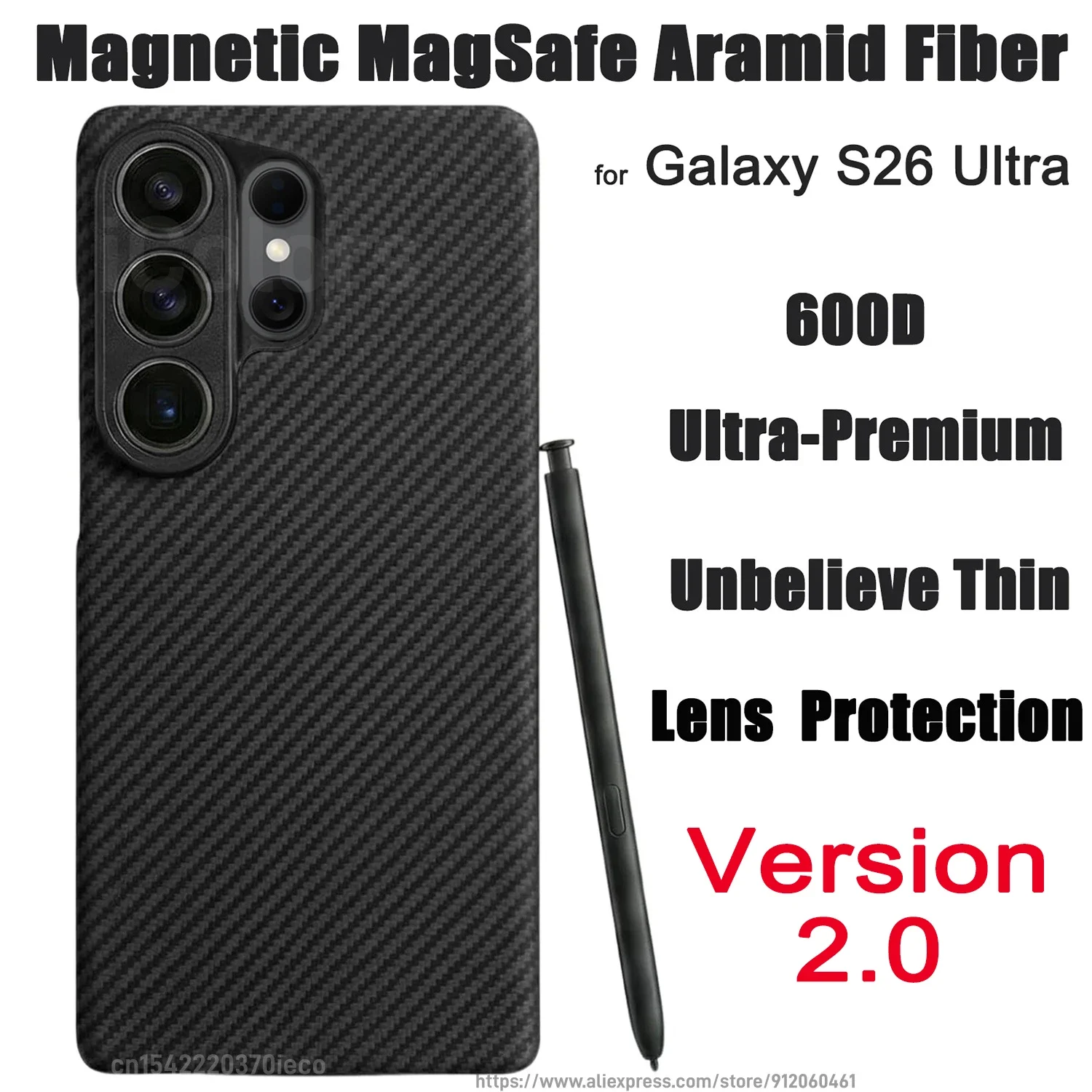 

for Samsung Galaxy S26 Ultra Case Magnetic Ultra Premium Aramid Fiber Cover Unbelieve Thin MagSafe Charging Carbon Fiber Woven
