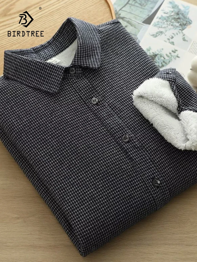 

New 2025 Winter Cotton Long Sleeve Fleece Shirt, Women Turn-down Collar Plaid, Mori Girl OL Versatile Warm Loose Blouse T5N783CC