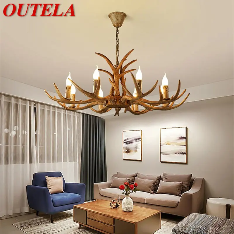 

OUTELA Modern Led Chandelier Creative Antler Hanging Pendant Lamp for Home Dining Room Aisle Decor