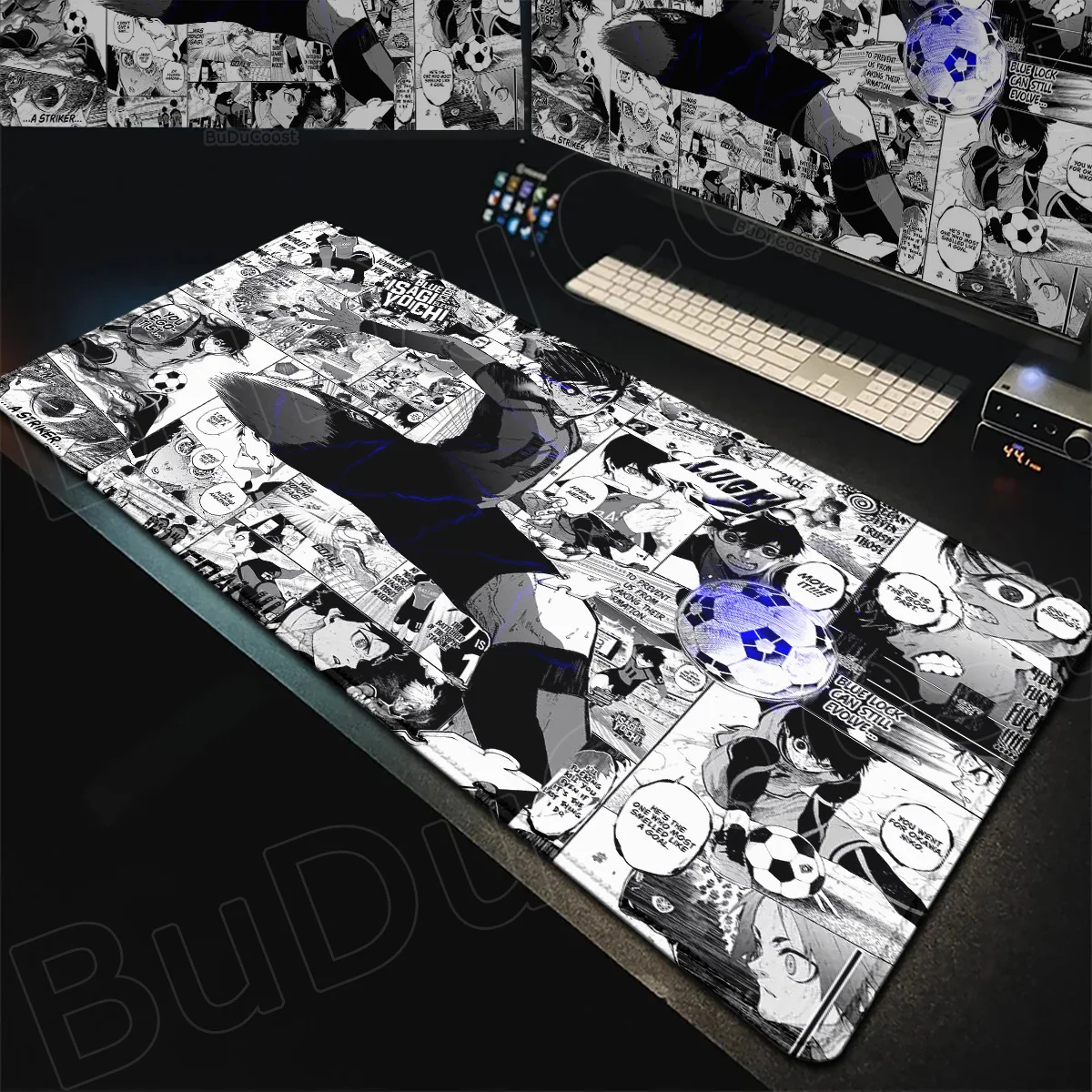 Isagi Yoichi Non-slip Laptop Rubber Mouse Pad Hot Anime Blue Lock Large Gaming Office Keyboard Extend Desktop Mat PC Accessories