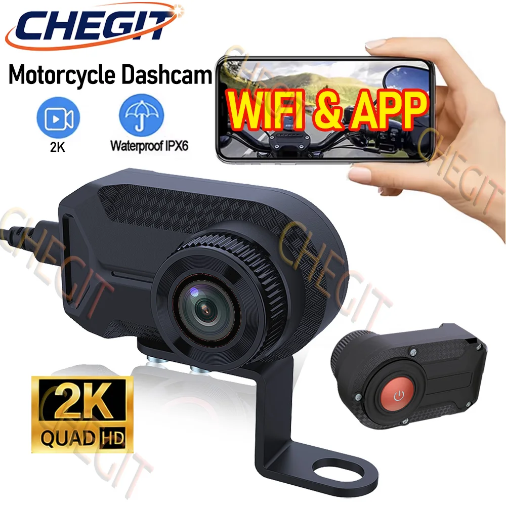 New 2K HD Motorcycle DVR Waterproof IP66 WiFi APP Loop Recording 170 Degree Widely Angle Camera HD Video Recorder Dash Cam