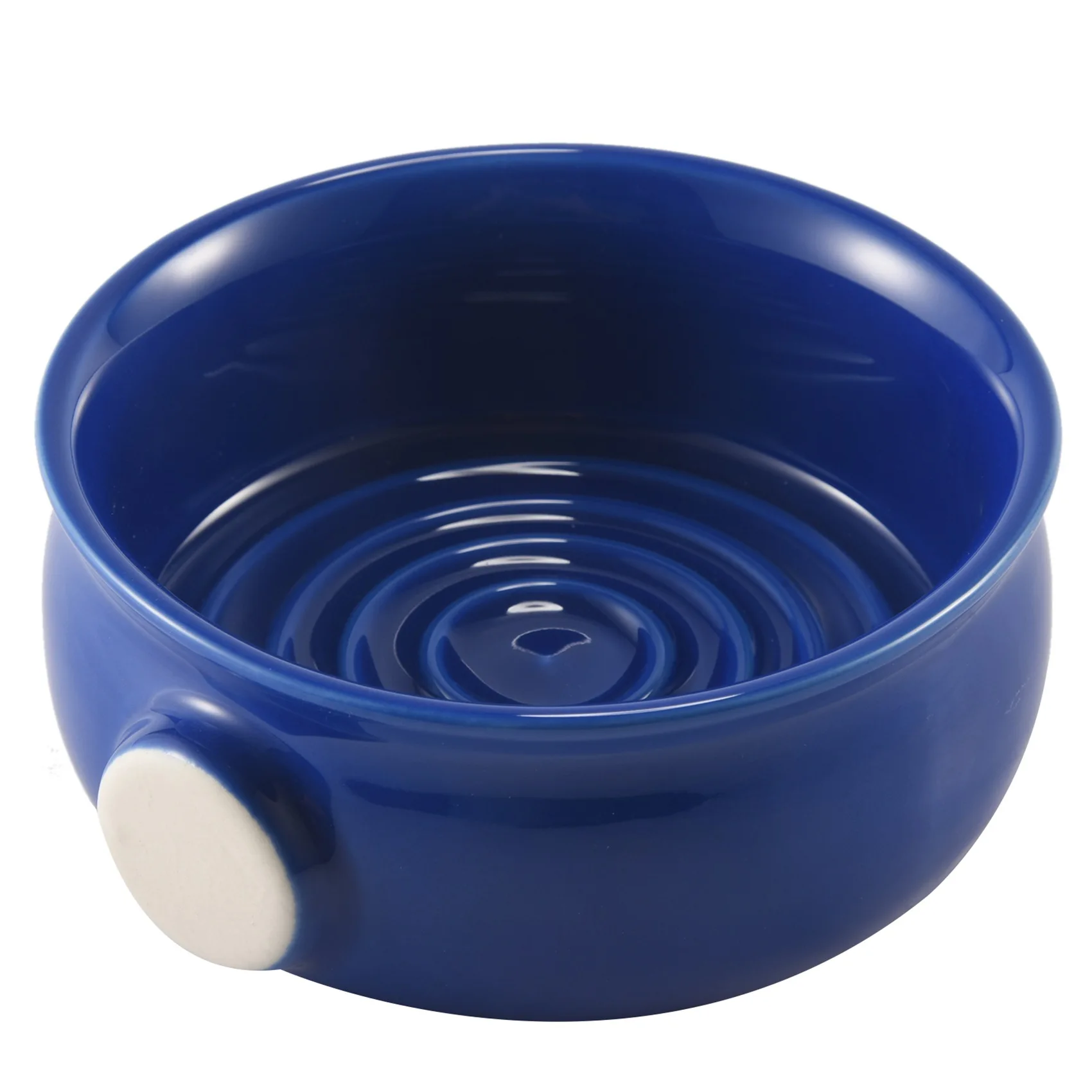 AT17 Mug Cukur Pria Keramik Mangkuk Cangkir Benang Bawah Mulut Lebar untuk Sikat Cukur dan Sabun Cukur Royal Blue