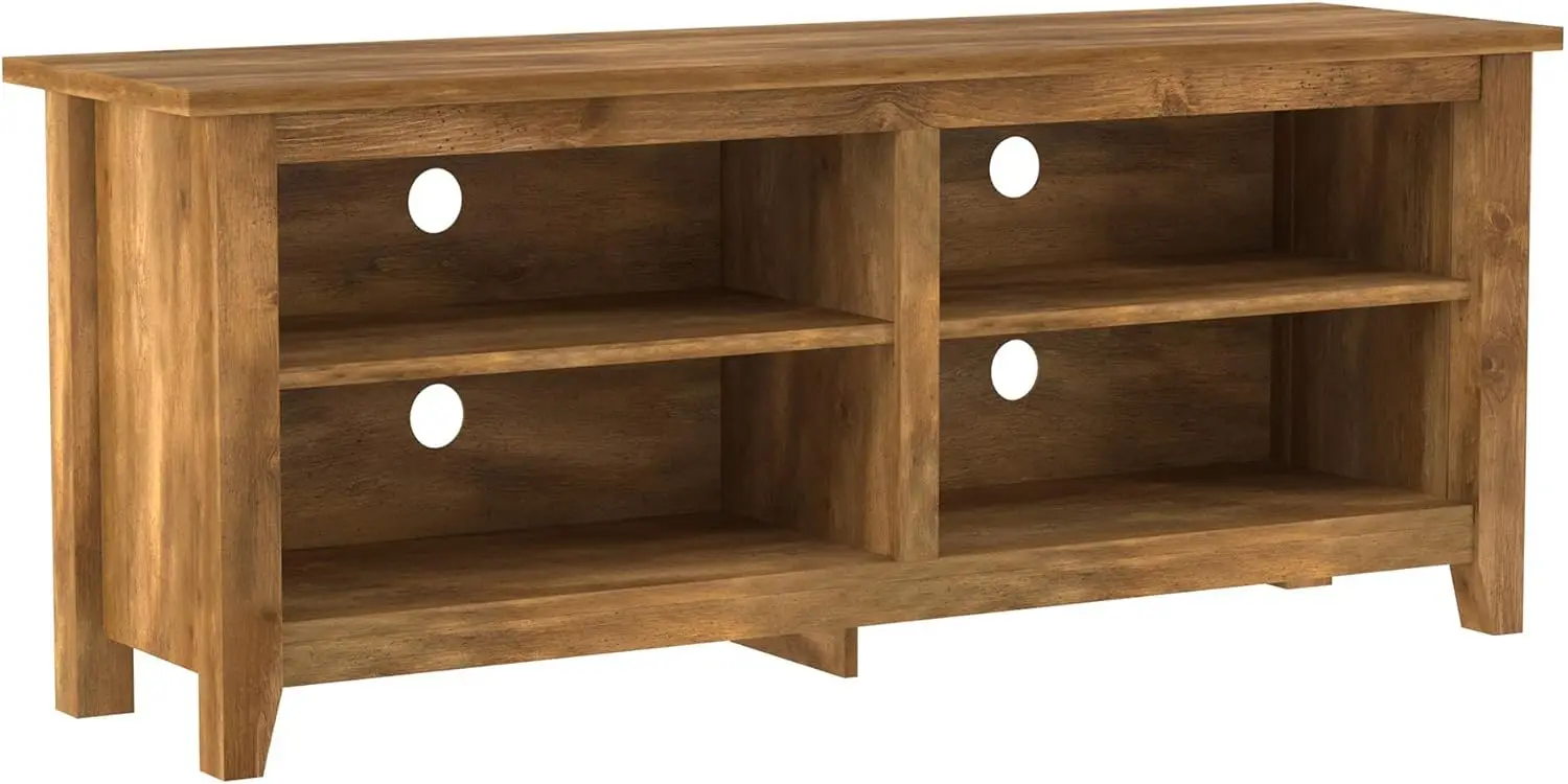 Walker Edison Wren Classic 4 Cubby TV Stand for TVs up to 65 Inches, 58 Inch, Barnwood