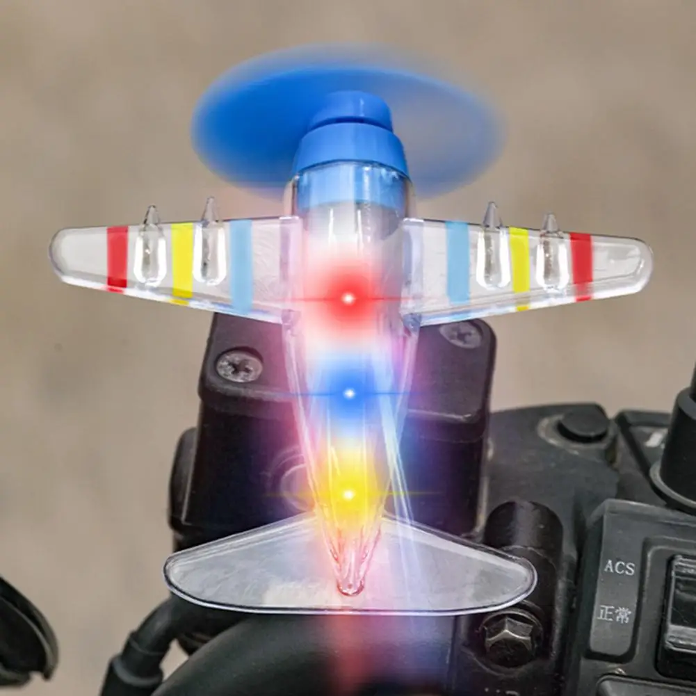 Wind-Up Airplane Toy with LED Lights Wind Powered Car Ornament Electric Car Handlebar Pendant Easy Setup Airplane Toy