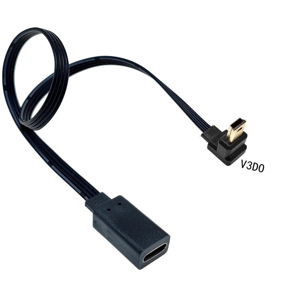 Mini USB de 10cm, 20cm, grabadora de conducción de coche de macho a hembra, cable de extensión min USB, cable de datos, puerto de codo, Puerto en forma de T