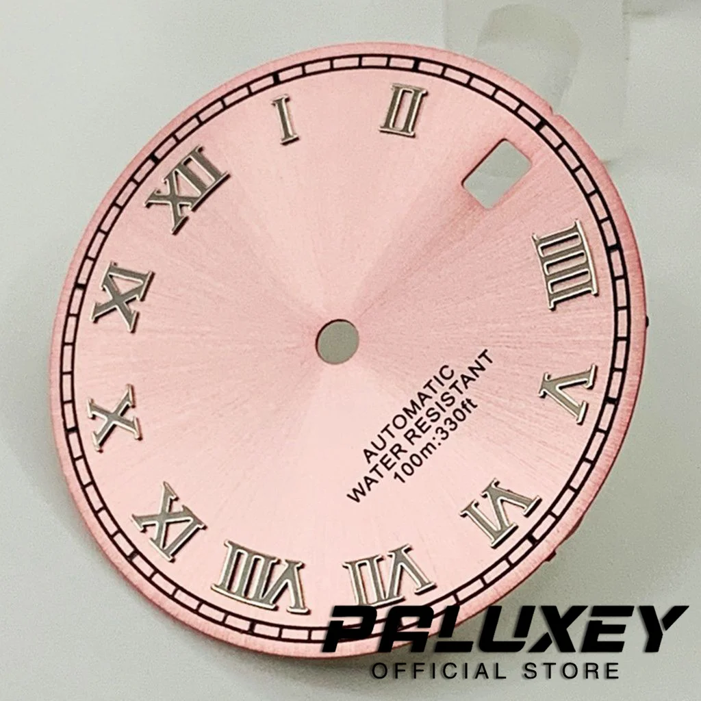 Nh35 29mm Pink Dial Watch Dial For NH35A 4R35 Movement Roman Numerals Watch Faces Replacement Parts